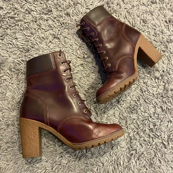 Timberland Women’s Tillston 6 Inch Boot In Burgundy Full Grain Size 9 Lace Up - Picture 10 of 16